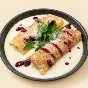 Блины с рваной говядиной и блю чиз
